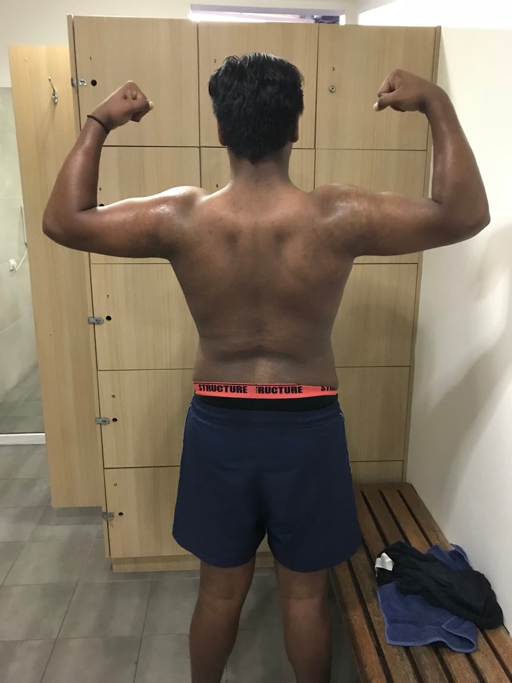 Trent, back view, before